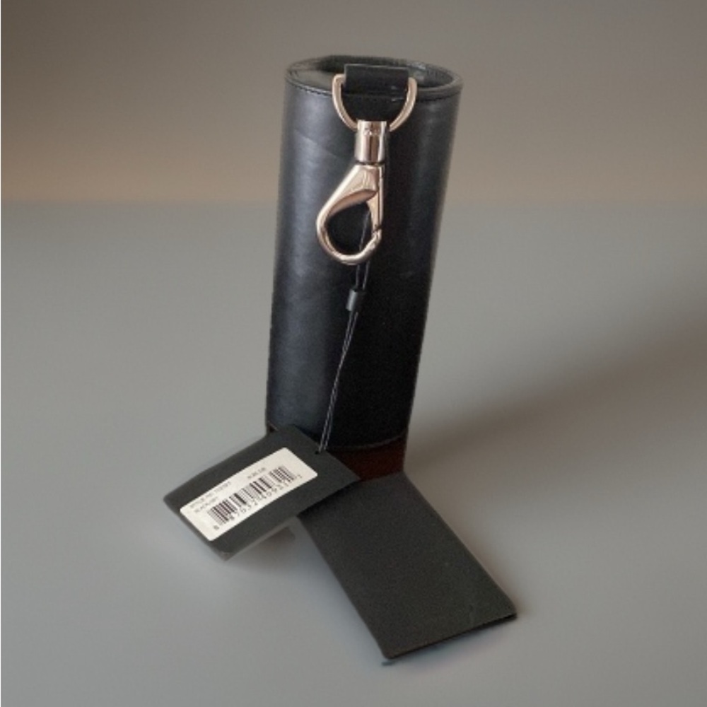 Alexander Wang Black Leather Sunglasses case Keychain Holder with clip NEW